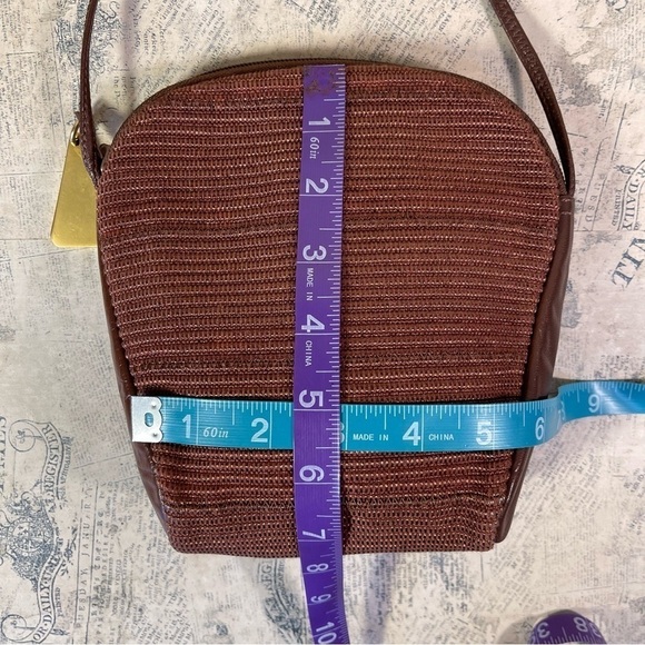 Americana by Sharif Crossbody Purse Handbag Black Leather And Fabric USA Made - Picture 9 of 10